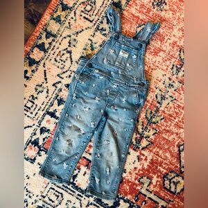 Rare OshKosh 2T Floral Denim Overalls with Ruffle Trim